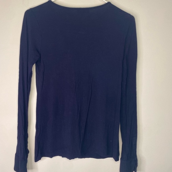Hobbs Long Sleeve Blue Blouse With Pretty Trim Down the Front Size XS Preppy - Picture 8 of 10